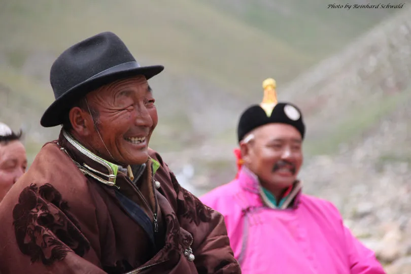 Zwei lachende Mongolen 